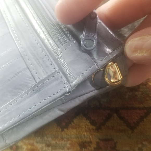 Vtg 70s gray eel skin clutch and matching wallet made in Korea - Picture 4 of 9